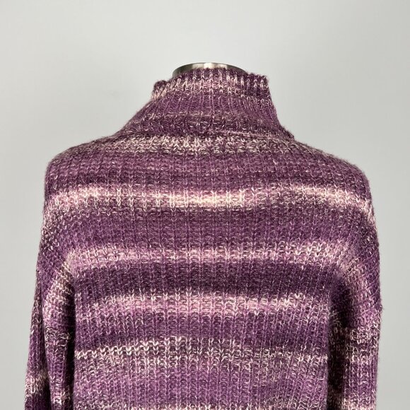 Calvin Klein Womens Mock Neck Sweater Purple Marled Knit Oversized Fit size S - Picture 7 of 13